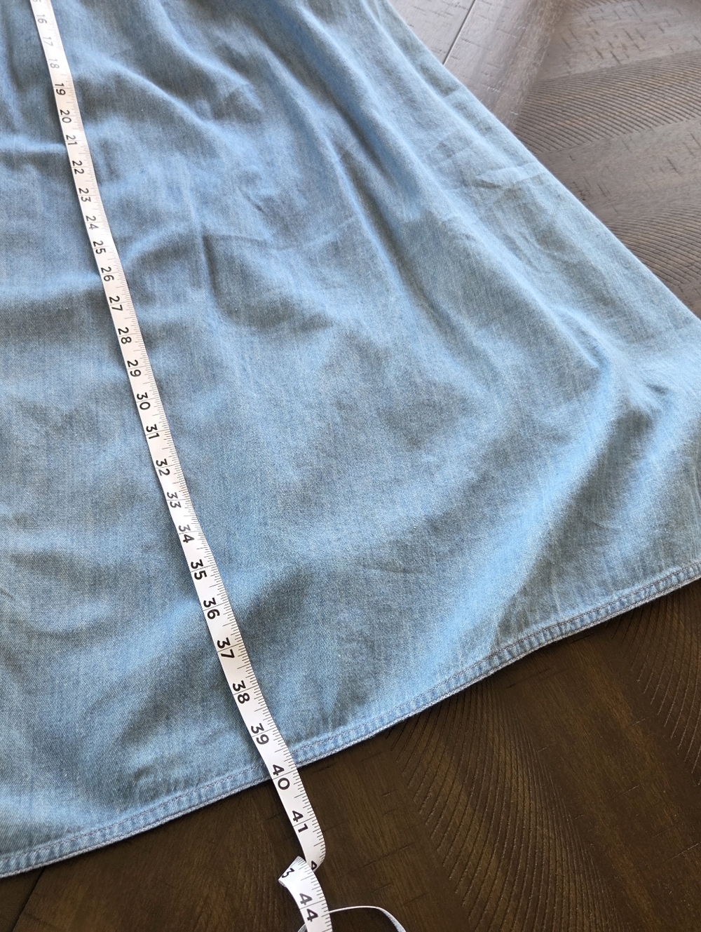 VTG Rumba by Anai Denim Maxi Skirt Smocked High Waist Button Front Blue L Boho - Picture 13 of 14